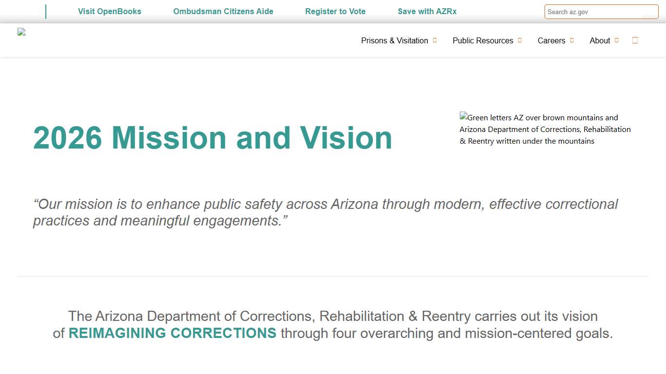 Mission and Vision Arizona Department of Corrections, Rehabilitation & Reentry